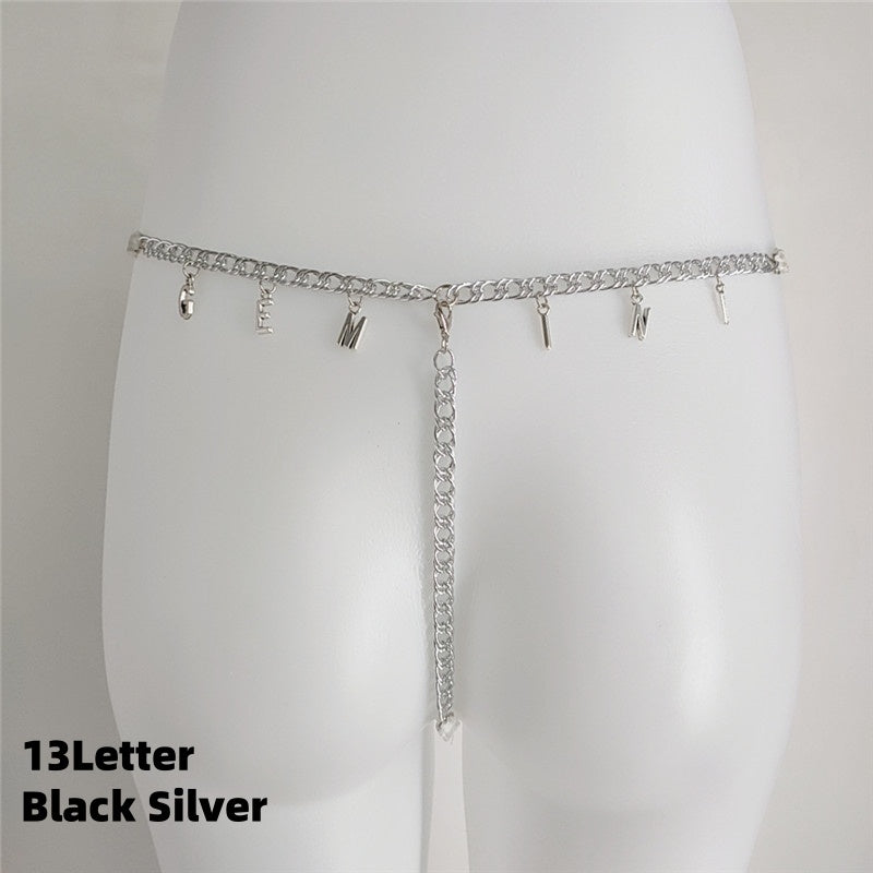 Exy Women Custom Thong With Letter Name Personality G-String Panties Underwear Waist Body Chain Lace Thongs Jewelry Gift